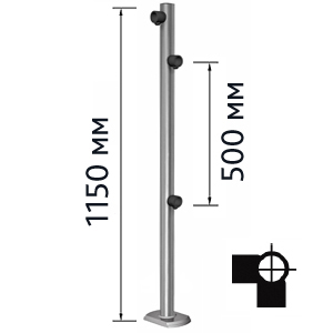 Столбик для проезда тележек двухсторонний, левый (Кол-во муфт 3)для крепления к полу используются болты OGT.148.00 (4шт.), в комплект не входят