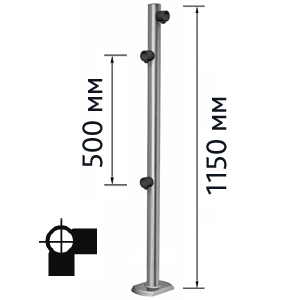 Столбик для проезда тележек двухсторонний, правый (для крепления к полу используются болты OGT.148.00 (4шт.), в комплект не входят)
